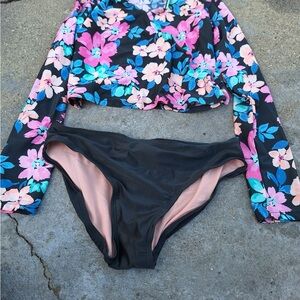 Art Class Floral Swimwear Set with Pink and Blue